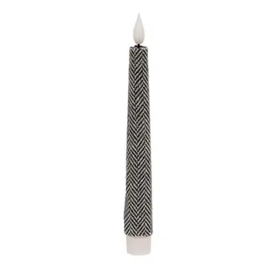Homegifo Black & White Chevron Led Taper 7.5"h In Gray