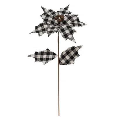 Homegifo *black & White Plaid Country Poinsettia Spray 20"