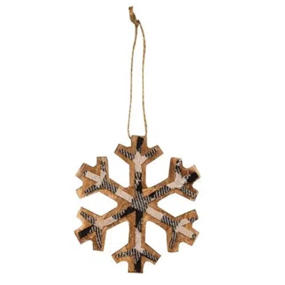 Homegifo *black & White Plaid Snowflake Ornament Small In Brown