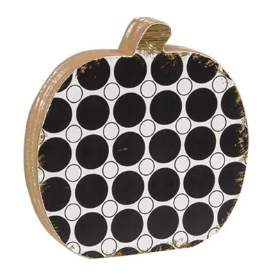 Homegifo *black & White Polka Dot Wooden Pumpkin In Multi