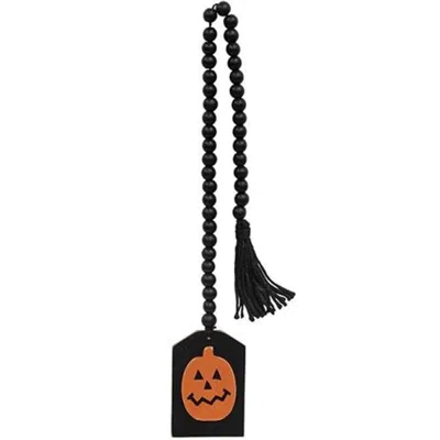 Homegifo Black Beaded Jack O Lantern Tag Garland
