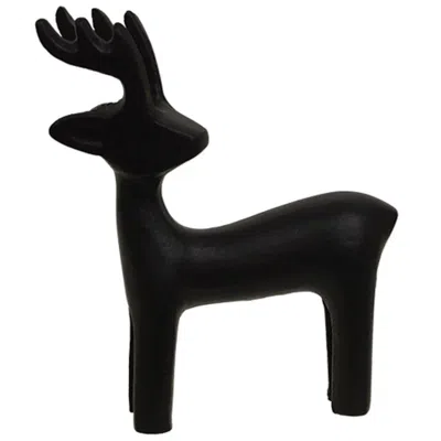 Homegifo Black Cast Iron Standing Reindeer Figurine Small