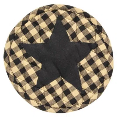 Homegifo Black Check Star Applique Trivet In Brown