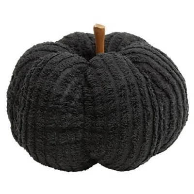 Homegifo *black Chenille Stuffed Pumpkin 4.5" In Gray