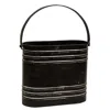 Homegifo Black Distressed Metal Oval Flower Bucket With Handle
