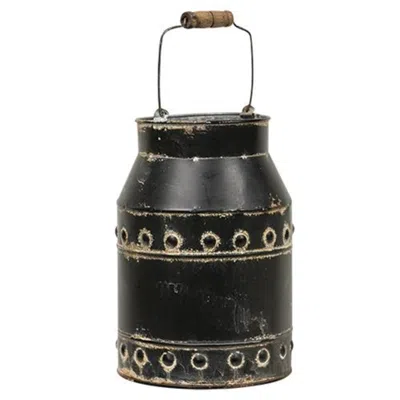 Homegifo Black Distressed Milk Can With Handle