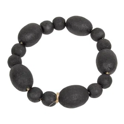 Homegifo *black Distressed Wood Oval Bead Candle Ring