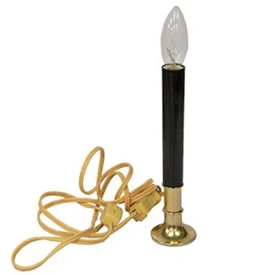 Homegifo Black Electric Candle Lamp On Brass Base Black 7"