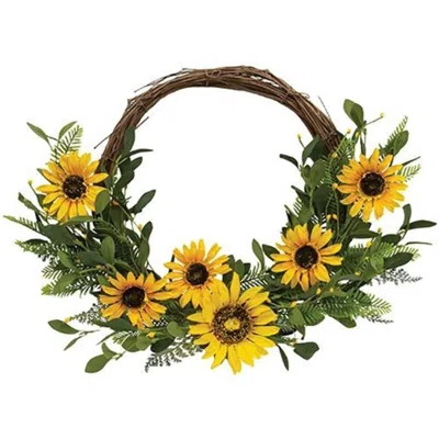 Homegifo Black-eyed Susan Pip & Greens Twig Half Wreath In Multi