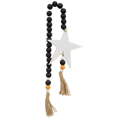 Homegifo Black Orange & White Bead Garland W/spattered Star