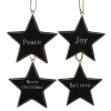 Homegifo Black Star Christmas Words Ornament 4 Asstd.