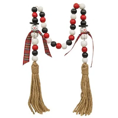 Homegifo Black White & Red Snowman Bead Garland In Gold