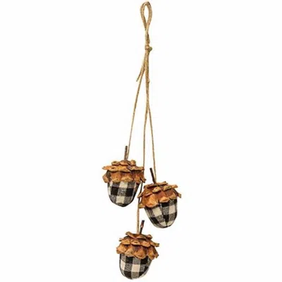 Homegifo *black/white Plaid Acorn Drop Ornament In Multi