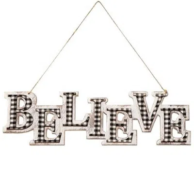 Homegifo *black/white Plaid Believe Hanger In Multi