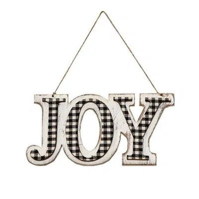 Homegifo *black/white Plaid Joy Hanger In Multi