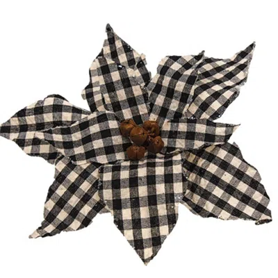 Homegifo *black/wht Plaid Poinsettia Clip Ornament