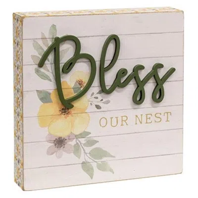 Homegifo *bless Our Nest Pattern Side Box Sign In Pink