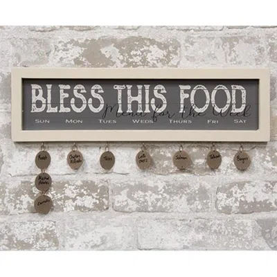 Homegifo *bless This Food Shiplap Framed Sign W/ Tags In Brown