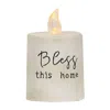 Homegifo Bless This Home White Cement Flame Timer Pillar 2.25" X 2.5"