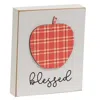 Homegifo Blessed Plaid Apple Wood Block
