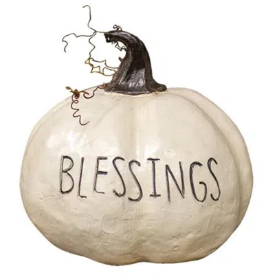 Homegifo Blessings Resin Pumpkin In White