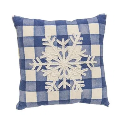 Homegifo Blue Check Snowfall Pillow