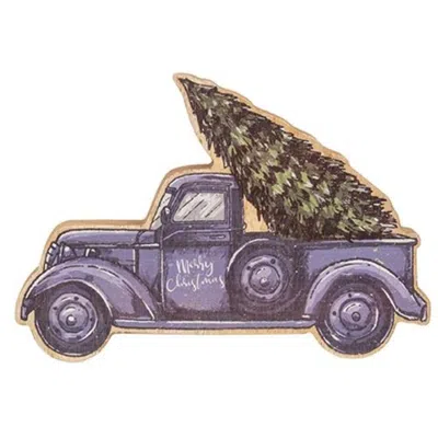 Homegifo Blue Christmas Truck Chunky Sitter In Purple