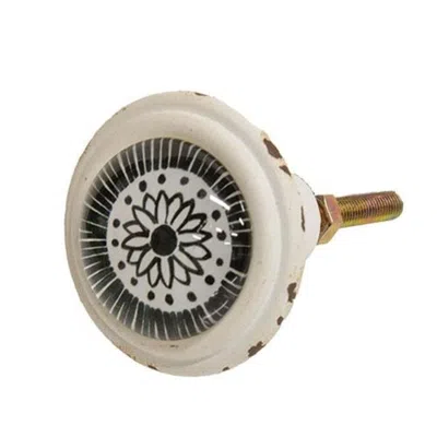 Homegifo Boho Center Floral Black/white Metal Knob In Neutral