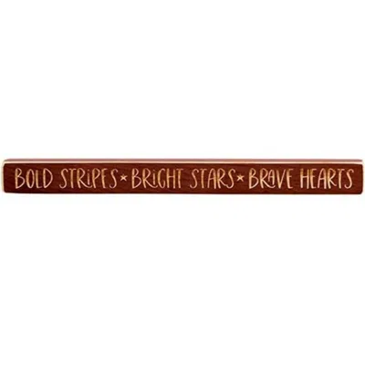 Homegifo Bold Stripes * Bright Stars * Brave Hearts Engraved Block 18" In Brown