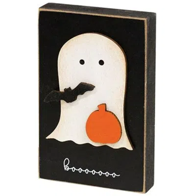 Homegifo Boooo Pumpkin & Bat Ghost Block In Black