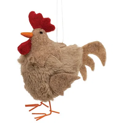 Homegifo Brown Rooster Felted Ornament In Neutral