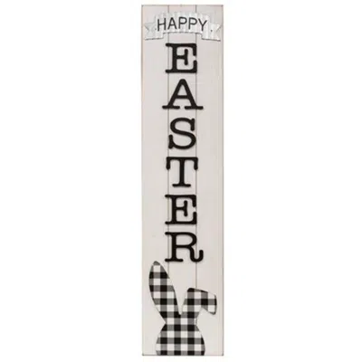 Homegifo *buffalo Check Bunny Happy Easter Sign W/easel In Black