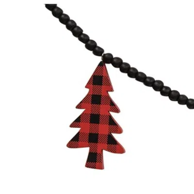 Homegifo *buffalo Check Christmas Trees Beaded Garland In Red