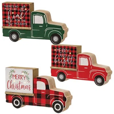 Homegifo *buffalo Check Christmas Truck With Led Lights 3 Asstd. In Multi