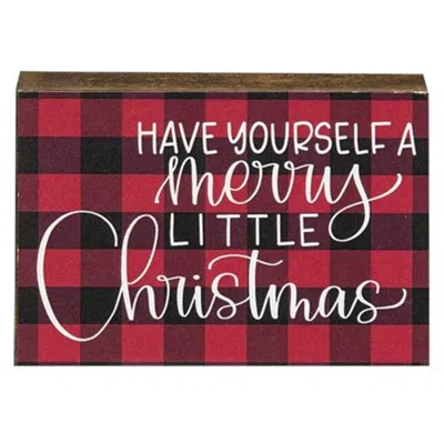 Homegifo Buffalo Check Christmas Wood Block Assorted In Red