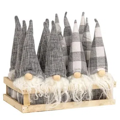 Homegifo Buffalo Check Gray Gnome Ornament 2 Asstd.