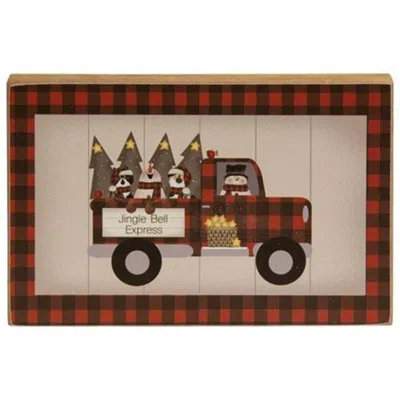 Homegifo *buffalo Check Jingle Bell Express Truck Block In Multi