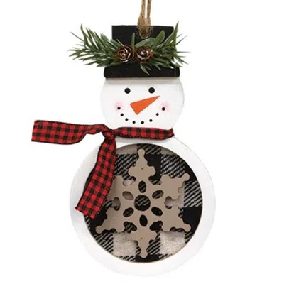 Homegifo *buffalo Check Snowman W/ Snowflake Ornament In Multi