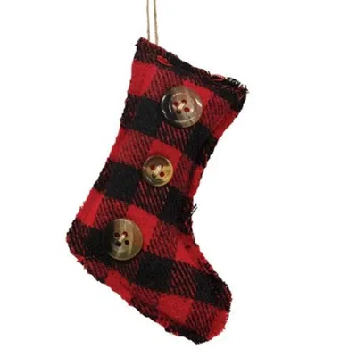 Homegifo Buffalo Check Stocking Ornament In Red