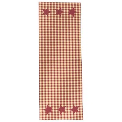 Homegifo Burgundy & Tan Check Star Applique Short Runner In Brown