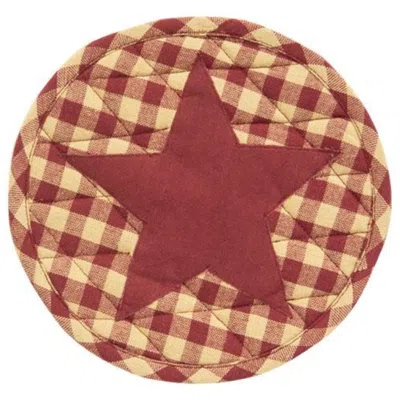Homegifo Burgundy Check Star Applique Trivet In Red