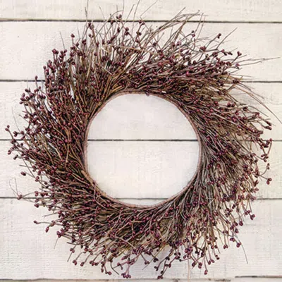 Homegifo Burgundy Pip Twig Wreath 22" In Multi