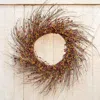Homegifo Burgundy/gold Pip Twig Wreath 22"