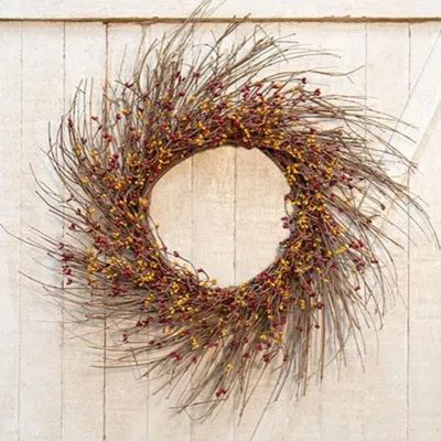 Homegifo Burgundy/gold Pip Twig Wreath 22" In Brown