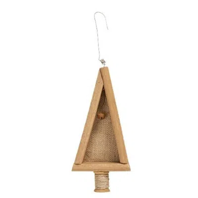 Homegifo *burlap & Wood Christmas Tree Ornament In Brown