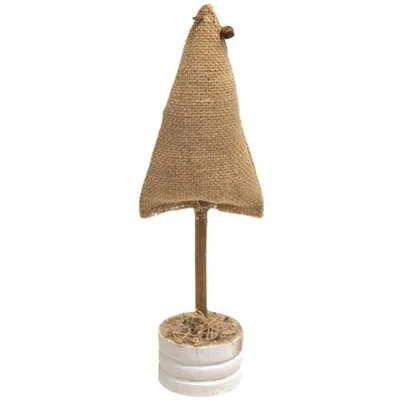 Homegifo *burlap Christmas Tree On Base 12" In Neutral