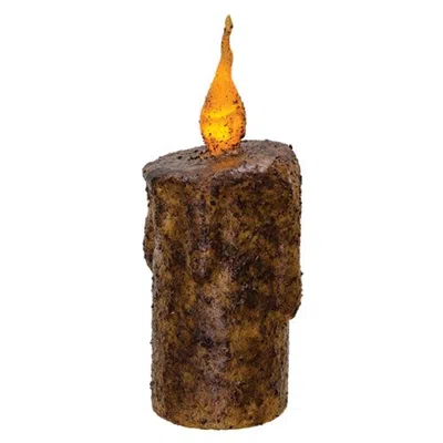 Homegifo Burnt Mustard Dripped Flicker Flame Timer Pillar 2" X 5.5" In Blue
