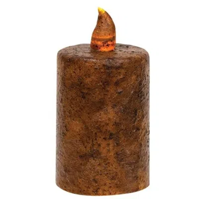 Homegifo Burnt Mustard Flame Timer Pillar 2" X 3" In Blue