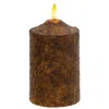 Homegifo Burnt Mustard Flicker Flame Timer Cake Pillar 5"