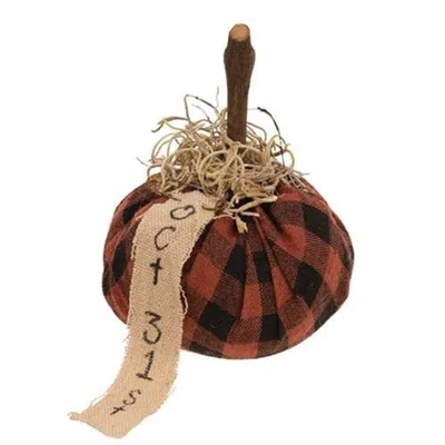 Homegifo Burnt Orange & Black Stuffed "october 31st" Mini Pumpkin In Brown